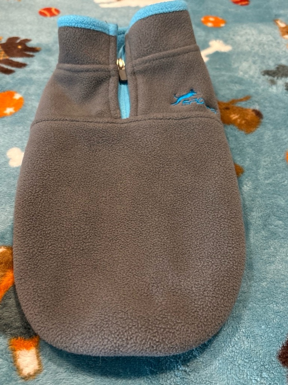 Gray Fleece Pet Undershirt with Blue Trim by (unbranded)